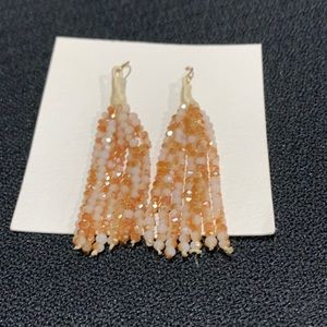 Brown and white beaded earrings